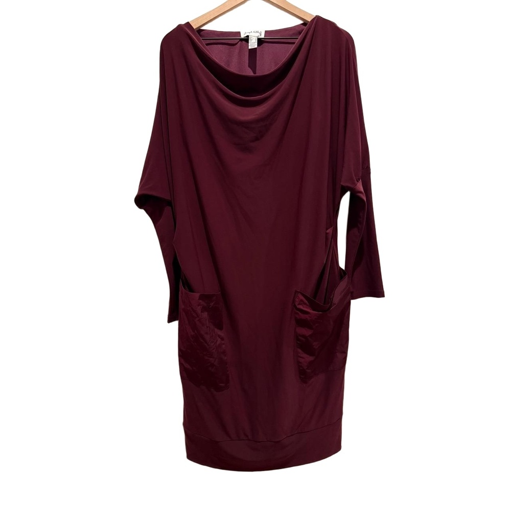 Joseph Ribkoff Dress Womens Size 14 Deep Red Cowl Neck Dolman Sleeve Tunic